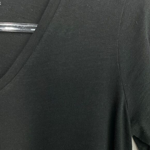 Eileen Fisher Black Burnout V-Neck Organic Cotton Short Sleeve T-Shirt XXS - Picture 2 of 5